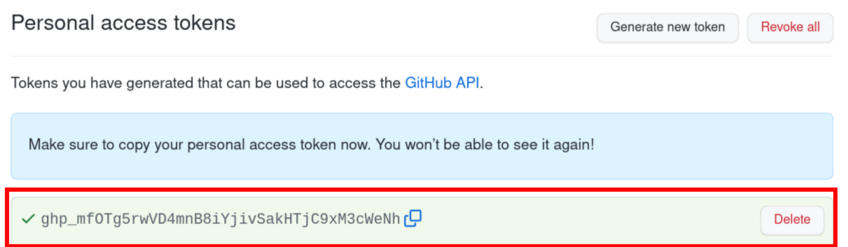 Screenshot-personal-access-token-comment-displayed